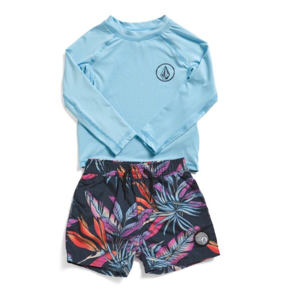 VOLCOM Blue Infant Boys 2pc Long Sleeve Swim Set - Picture 1 of 2
